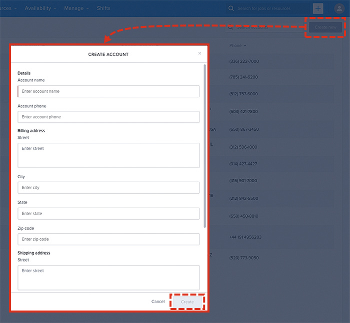 How to create a new record in the CRM from within the Skedulo web app.
