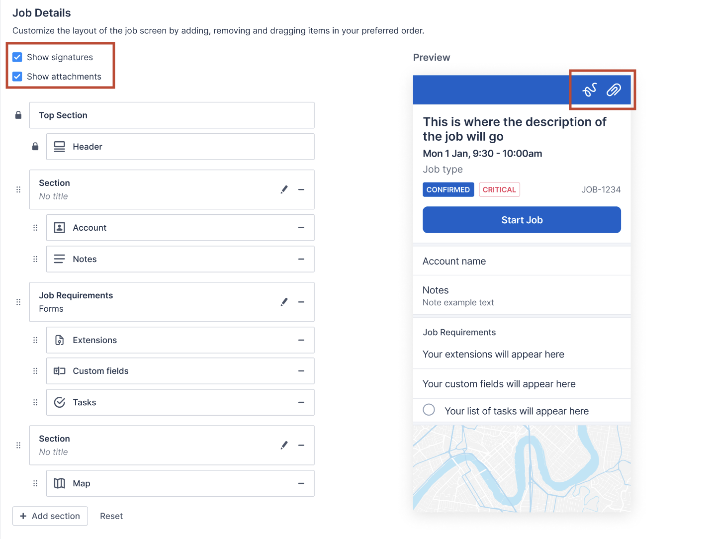 Show or hide signature and attachment.