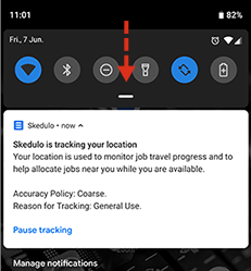An IOS device (left) and Android (right) displaying location tracking notifications.