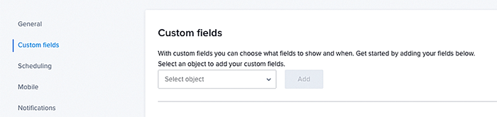 The admin settings for custom fields.