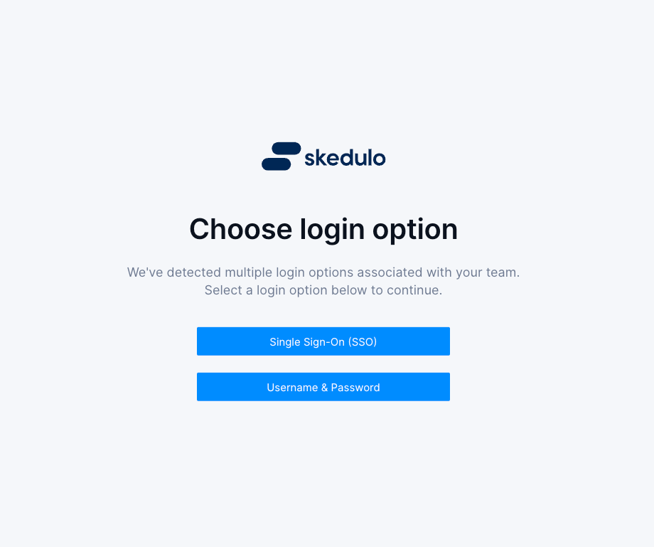 login page with single-sign-on enabled