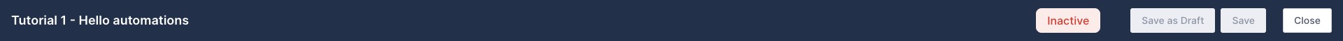 The automation builder header