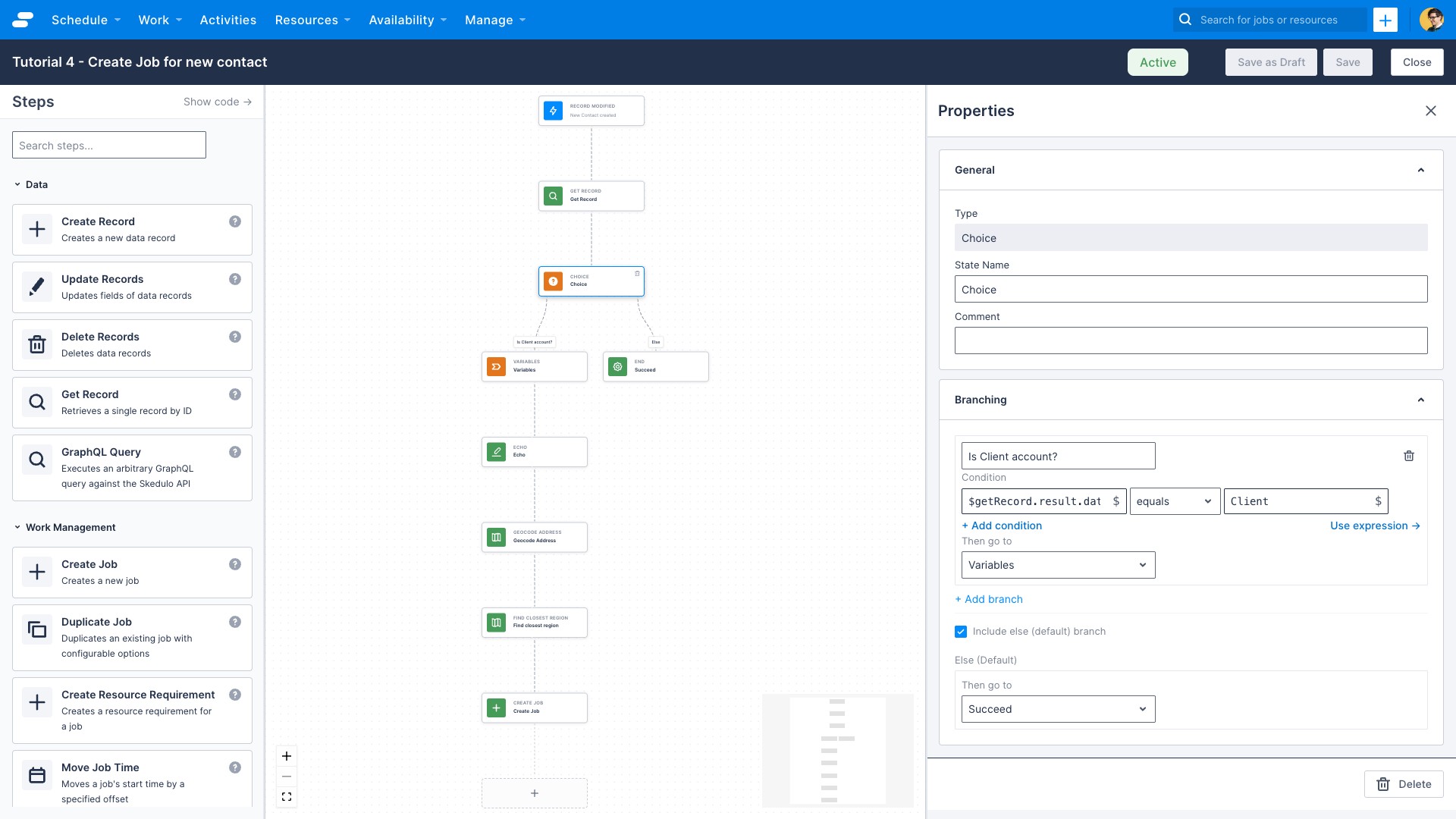 Low code process automation for Skedulo