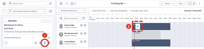 Using the suggest feature in the scheduling console with shift working hours set.