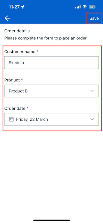 Form responses in the Skedulo Plus app