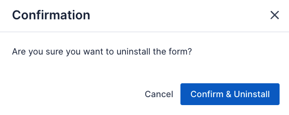 Uninstall form confirmation message