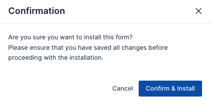 Install form confirmation message