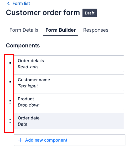 Re-order components in the Form Builder