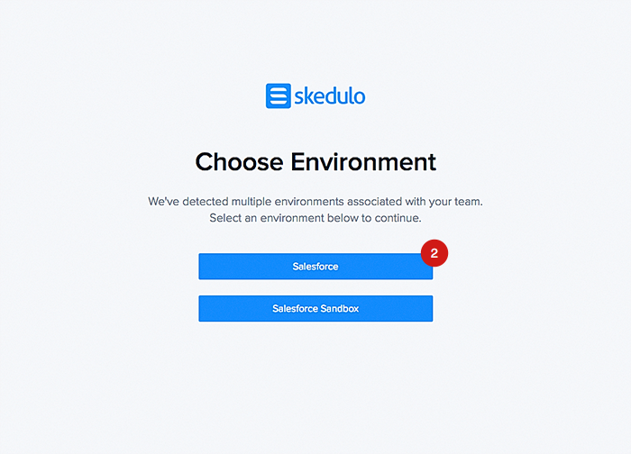 The log into Skedulo using Salesforce screen.