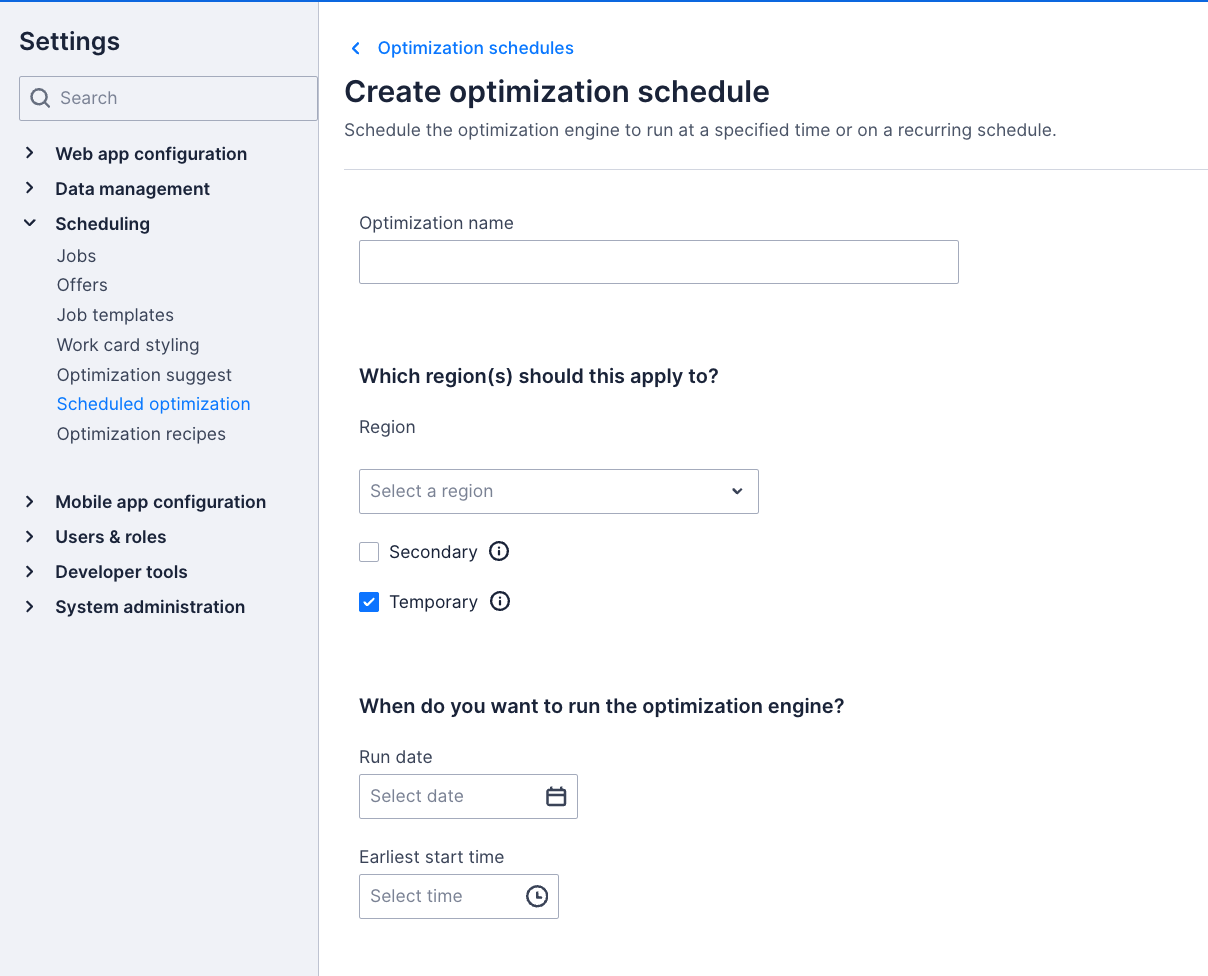 create optimization schedule