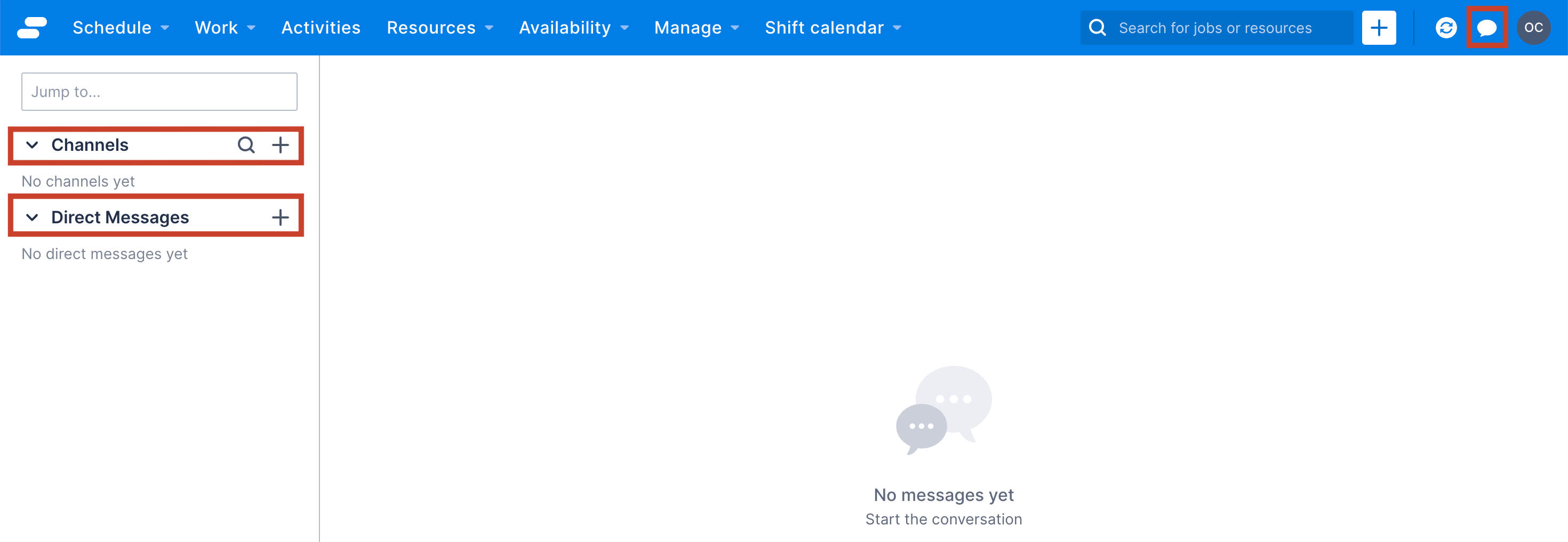 click chat bubble