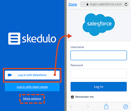 Logging into Skedulo using a Salesforce userid.