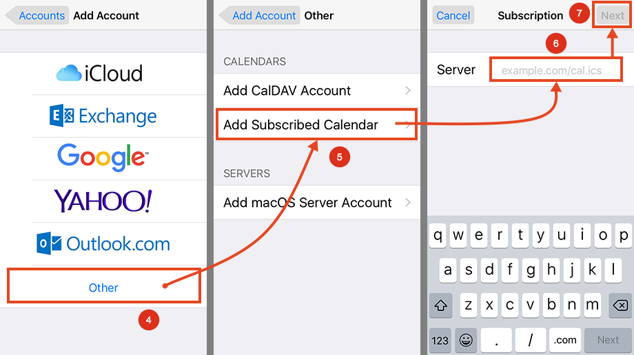 HOw to add another calendar account to the default iOS calendar