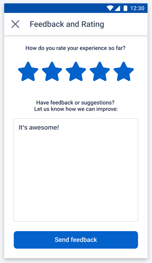 Example of the Feedback and Rating screen filled in.