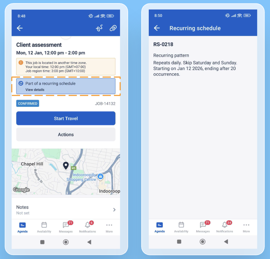 recurring schedule indicator