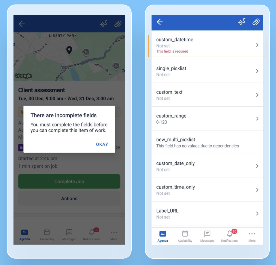 Required custom fields