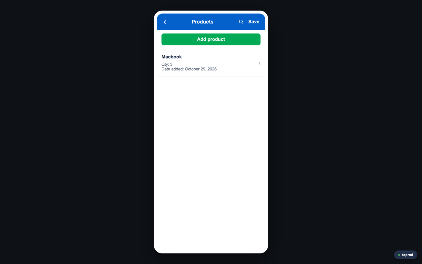 The form open in the phone-sized frame
