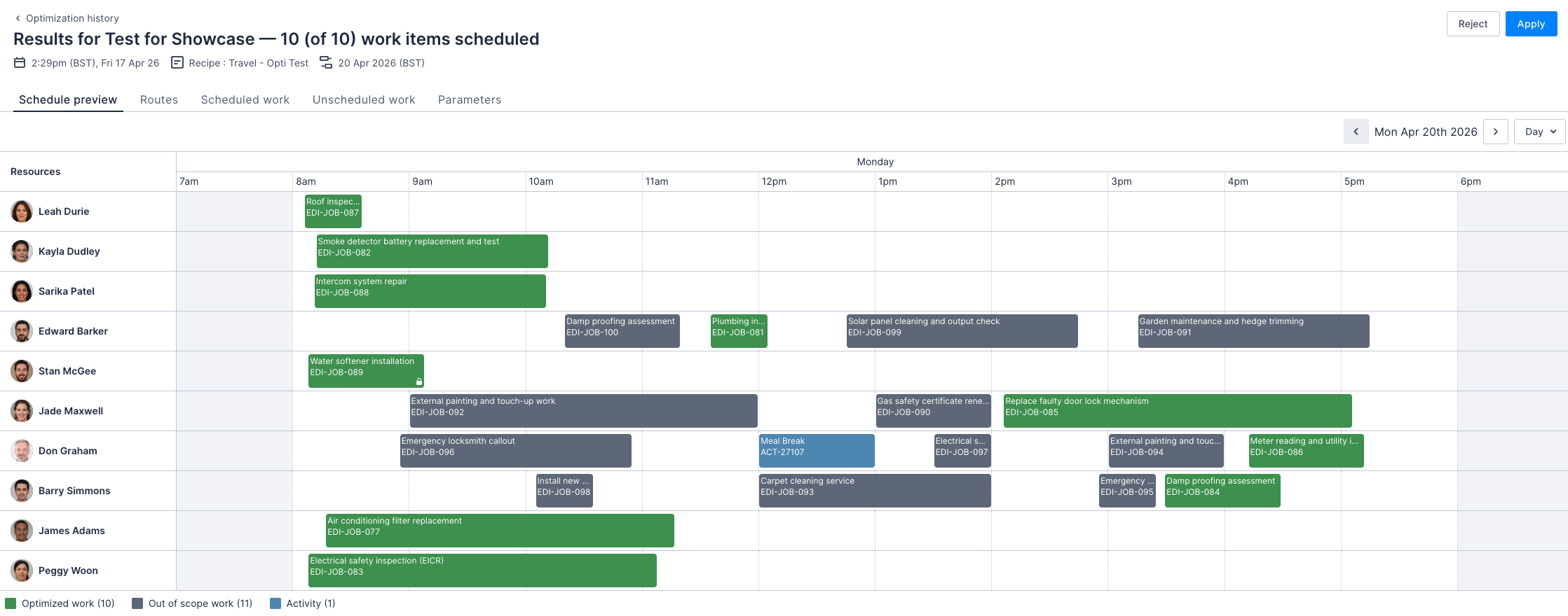 schedule preview tab